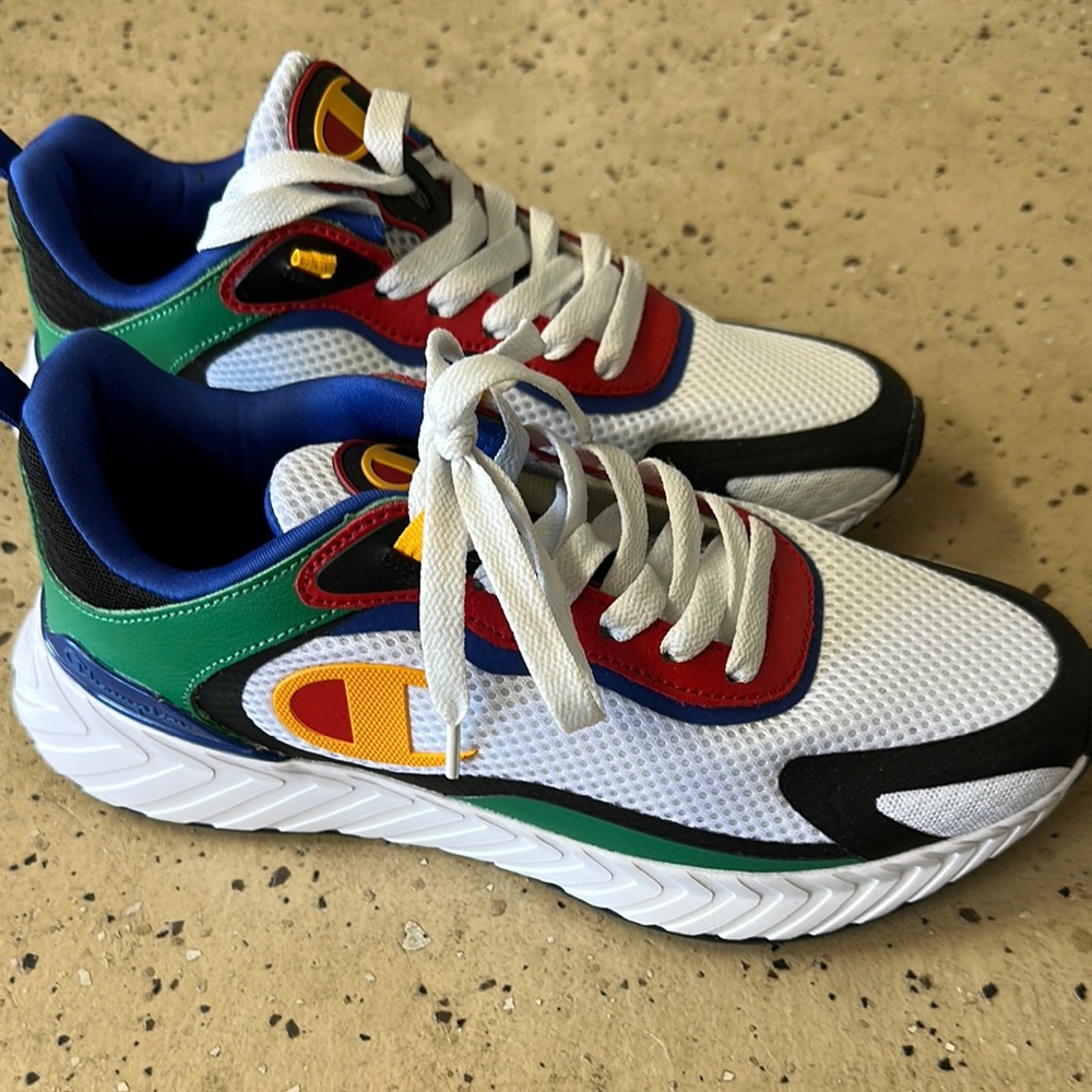 Champion Men’s ' White, Red, and Green Sneakers